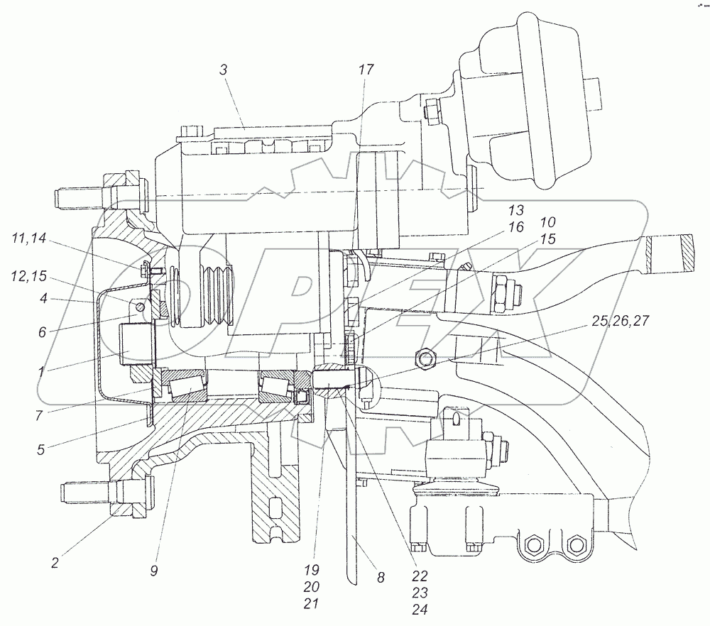 4308-3000012 Ось передняя с тормозами